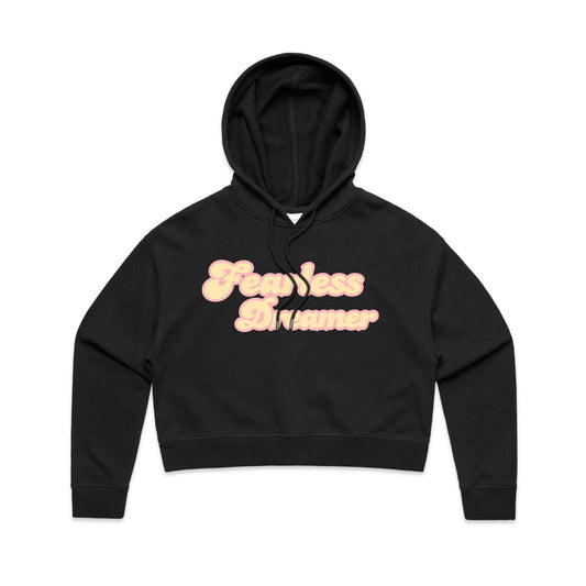 FEARLESS DREAMER WOMEN CROP HOODIE - BLACK