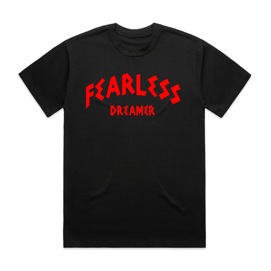 FEARLESS DREAMER  NEON SUMMER TEE - BLACK